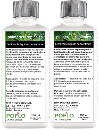 POFLO Fertilizante para palmeras Profi Line, fertilizante para raíces + fertilizante para hojas de ALTA TECNOLOGÍA (500ml)