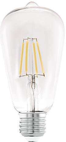 EGLO E27 LED Lampe, Glühbirne klassisch, Leuchtmittel für Retro Beleuchtung, 7 Watt (entspricht 60 Watt), 806 Lumen, warmweiß, 2700 K, Edison Birne ST64, Ø 6,4 cm