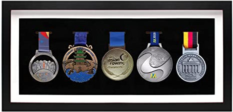 50.8 cm Medaillen-Vitrinen, schwarzer Medaillen-Vitrine für 6 Medaillen, Medaillen, Schattenbox für Medaillen, Auszeichnung, Vitrine für Marathon, Triathlon, Läufer, Fußball, alle Sportarten