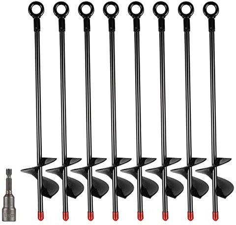 DBREAKS Viti di Ancoraggio, 8 Pezzi Viti di Ancoraggio, 38cm Ancoraggio a terra, Ancoraggio per capannone, Punta a Spirale per Campeggio, Giardino, Copertura del Terreno, Ancoraggio, Tende da Sole