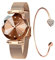 CIVO Damen Uhr Wasserdicht Sternen Armbanduhr Rosegold Elegant Beiläufig Quarzuhr für Damen