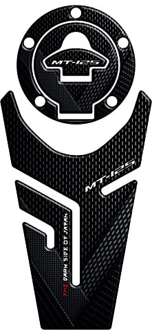 ADESIVO RESINATO EFFETTO 3D, PER MOTO COMPATIBILE CON YAMAHA MT-125 dal 2020 (Midnight Black, Kit Protezione tappo e Paraserbatoio)