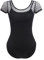 FYMNSI Damen Ballettanzug Ballettbody Sport Yoga Tanz Body Gymnastikanzug Trikot Kurzarm Bodysuit Mesh Einteiler Turnanzug Leotards Overall Oberteile Tops Elegant Ballett Bekleidung Schwarz XL