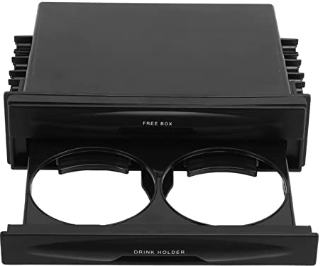 Poche Radio Simple DIN,Tableau de Bord Stéréo Vide Poche Voiture Boîte de rangement pour autoradio 2 en 1 porte-gobelet noir à 2 couches pour la collecte d'articles(173 * 48mm)