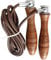 EVO Fitness Leather Adult Indoor Gym Skipping Jump Speed Rope Wooden Handle Home Exercise Fat Burn Training Workout Boxing MMA (Brown Adjustable)