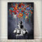 Impression sur toile classique abstraite Banksy Street Graffiti Art mural Affiche Salon Chambre Photos Décoration murale 50x70cm (20x28in) avec cadre