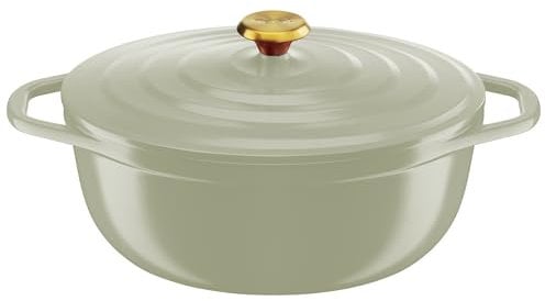 Tefal Cocotte en fonte ovale 30cm, Cocotte légère en fonte d'aluminium, Nettoyage facile, Revêtement en céramique sûr, Couvercle de condensation, Compatibilité four, Induction, Air E2668925