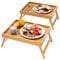 Fibogollo 2 Pack Bamboo Bed Tray Table with Folding Legs,Breakfast Trays,Serving Tray for Food and Snack,Laptop Trays for Working(Natural)