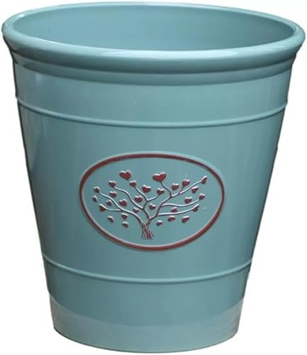 Fyne-Finds Plastic Olive Saga Green Planter 30cm,12inch Round Indoor Outdoor 14Liters Glossy Garden Plant Pot Tree with Love Heart Design Frostproof Weatherproof (1)