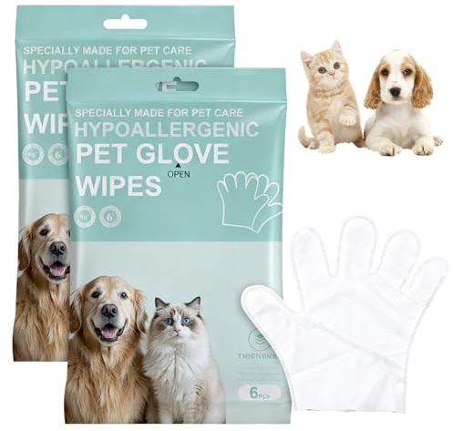 XIAOjnHONG 2 Pack Pet Cleaning Gloves Waterless Grooming Gloves for Dog Cat | Fabric Rinse-Free Pet Wipes Deodorizing for Paws Ears Face Daily Care Travel Safe Sensitive Skin