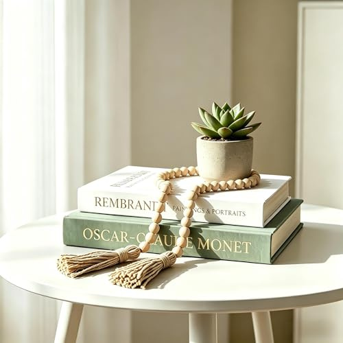 ZENLIV 3 Pcs Decorative Fake Books Set, Aesthetic Faux Book Decor Storage | Box with Farmhouse Beads, Coffee Table Decor Modern Home Living Room Shelf Display Decor, Office Table Decoration Accessories