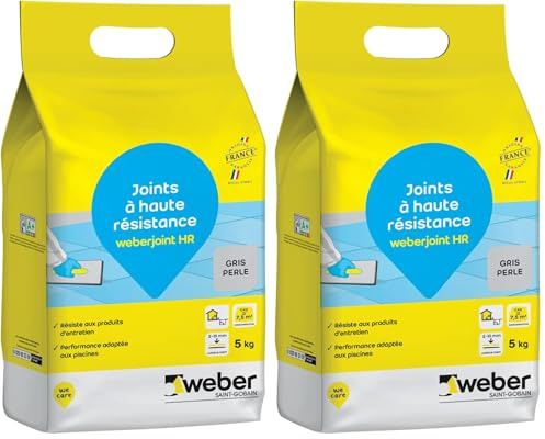 Joint de carrelage adapté piscine, Haute Résistance, Gris Perle, Weberjoint HR 5KG, WEBER (Lot de 2)