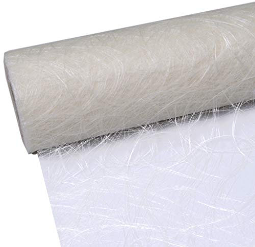Sizoweb Tischband - 25 Meter Rolle + 100 Deko Sterne in Gold Gratis (30cm Breite, Sahneweiss)