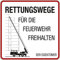 Rettungswege für die Feuerwehr freihalten, Aluminium, 500 x 500 mm, Brandschutzzeichen Schild, 50 x 50 cm