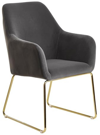 FineBuy Esszimmerstuhl Samt Küchenstuhl mit goldenen Beinen, Schalenstuhl Stoff/Metall, Design Polsterstuhl Esszimmer, Stuhl Gepolstert