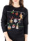 NOROZE Damen Weihnachten Oberteil Sweatshirts Paillette Bimmeln Glocken Hohoho Mops Frau Claus Xmas Pullover (42, Schwarz)