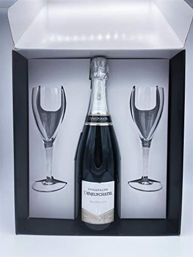 Coffret Champagne AOC Millésime 75cl + 2 flûtes - Direct producteur - Maison Denufchatel