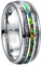 TUNGSTORY Ring aus Wolfram Herren 8mm Silber mit Grün Opal Verlobungsring Nachgeahmter Meteorit Inlay Partnerringe Hochzeitsring Größe 57(18.1)