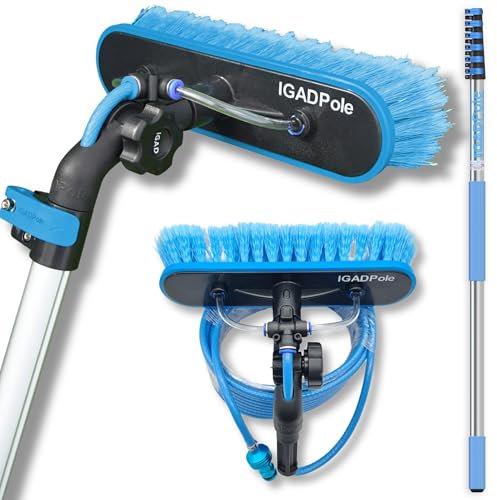 IGADPole 24ft(7m) Extension Pole Kit with Water-fed Brush and Hose, with 6-Stage Telescoping Pole 5-24ft Pole