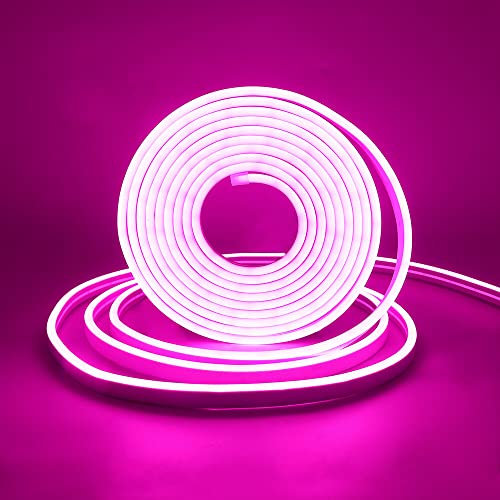 XUNATA Lumière au néon LED USB avec Interrupteur, 12V 2835 120leds / m imperméable à l'eau flexible LED Light Strip au néon avec, pour Chambre, Noël, Fête, DIY Décorer (Rose, 1M)