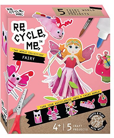 Re-Cycle-Me 3503306, Recycling Bastelset Feen, DIY-Kit für Kinder ab 4 Jahren, Kreativ-Set zum Basteln mit Haushaltsmaterialien