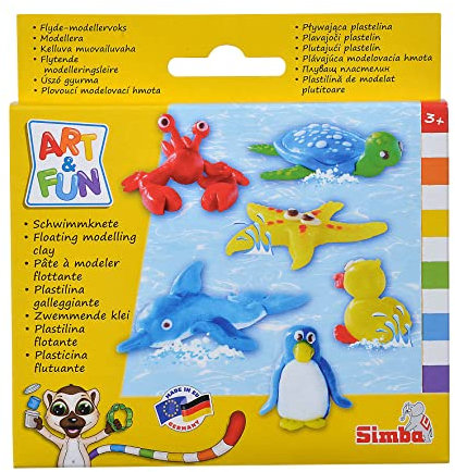 Simba 106324571 - Art und Fun Schwimmknete Meerestiere, 5 Farben, Made in Germany, Farbecht, kein Abfärben, Kinderknete, Badewannenspielzeug, ab 3 Jahren