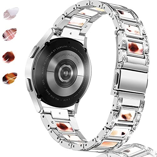 NINKI Armband für Samsung Galaxy Watch 7, 6, 5, 4, 40 mm, 44 mm, 42 mm, 46 mm, klassisch, 43 mm, 47 mm, 20 mm, Harz, glitzernd, Diamant-Armband, für Samsung Galaxy Watch 7, 6 FE, für Damen und Herren,