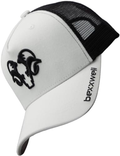 Bexxwell Trucker Cap weiß/schwarz mit 3D Logo-Stickerei (optimale Passform, Kappe, Black, White, Truckercap, Logo, Cap, Unisex)