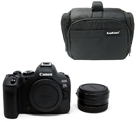 KamKorda Camera Bag + R6 Mark II Mirrorless Digital Camera Body + R Mount Adapter, 24.2MP Full-Frame CMOS Sensor, 4K60 10-Bit Internal Video, Dual Pixel CMOS AF II + 2 Year Warranty