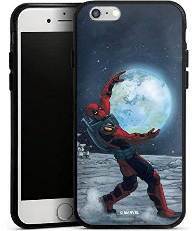 Silikon Hülle kompatibel mit Apple iPhone 6s Case schwarz Handyhülle Deadpool Mond Marvel