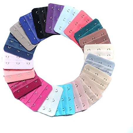 Happyupcity 22PCS Assorted Colors 3 Hook 3 Rows Spacing Bra Extender Extension Hooks Bra Band Extension Strap for Women Girls