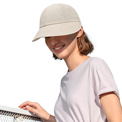 CLAPE Sonnenhut Sommerhut Damen Breite Krempe Baseballmütze UPF50+ Visor Hut Wasserdicht Fischerhut Schnelltrocknend Schirmmützen Beige DWH01