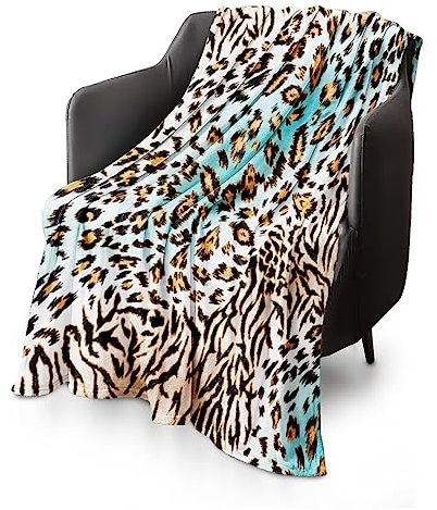 UOOYAA Kuscheldecke Flauschig Leoparden Decke mit Leopardenmuster, Flanelldecke Fleecedecke Leopard Muster Weich Sofadecke Wohndecke Couchdecke für Home Couch Bett Sofa Decor