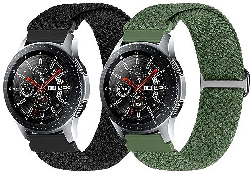 SOiiKE Bracelet en Nylon Compatible avec Samsung Galaxy Watch 46mm/Galaxy Watch 3 45mm/Gear S3 Frontier/Classic, Bracelet 22mm Tressé Sport Élastique pour Huawei GT2 46mm