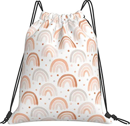 SJOAOAA Pink Cherry Blossoms Kordelzugbeutel für Damen und Herren, String-Tasche, Turnbeutel, Geschenk für Yoga, Schule, Schwimmen, Strand, Regenbogen Wolke Abstrakt Boho, One size
