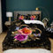 AILONEN Red Rose Duvet Cover Set - King Size, Black Gold Botanical Floral Comforter Cover Set With Valentine Rose Hearts, Butterfly Bedding Set - 3 Pieces (1 Quilt Cover, 2 Pillowcases)