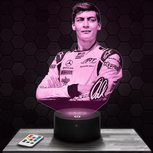 Nachttischlampe G. Russell F1 Pilot deko Formel 1 Einsitzer. Geschenkidee Mann objekt G.Russell F1 Pilot Nachtlicht Erwachsene deko Zimmer. Weihnachten