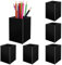 6 Pcs Black Acrylic Pen Pot - Square Transparent Pen Cup Makeup Brush Holder Pencil Storage Basket for School Home, Office Desk Accessory