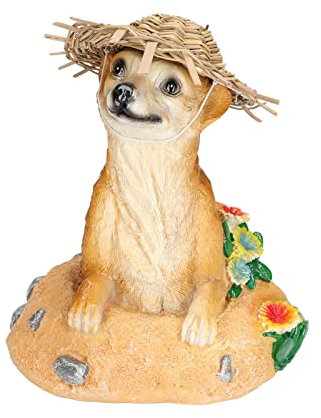 RXMORI Jolie statue de suricate avec chapeau de paille pour décoration de la maison, sculpture de suricate en résine vive pour salon, pelouse, jardin, terrasse, cour
