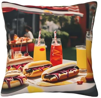 RoMuka Hot Dogs und Limonade Vierjahreszeiten-Universal-Kissenbezug, für Bett, Sofa, Heimdekoration, Dekoration