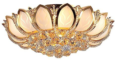 LUOYAOB LED Kristall Deckenleuchte Lotus Crystal Petal Deckenleuchte Moderne Luxus Kristall Led Kronleuchter Flush Mount Deckenleuchte for Lounge Wohnzimmer Schlafzimmer Esszimmer Foyer Halle(45CM)