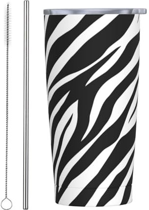 CHASOEA Zebra Tumbler 20oz Animal Skin Print Stainless Steel Insulated Tumblers with Lid and Straw Funny Travel Coffee Mug Tea Wine Cups Water Bottle Sport Gifts for Women Men
