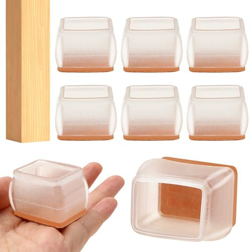 SMCEHEYA 8 PCS Feltrini per Sedie Rettangolo in Silicone | Gommini per Sedie | Proteggi Gambe per Mobili | Protezione per Gambe Delle Sedie per Antigraffio - Piedini Sedia in Silicone