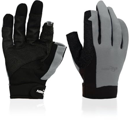 2XK-NOV 1 Paar Hohe Verschleißfestigkeit Segelhandschuhe,Zwei-Fingerlose Handschuhe,Ruderhandschuhe,für Segeln, Yacht, Segelsport, Paddeln, Kajak, Angeln,Herren & Damen (Grau, XL)