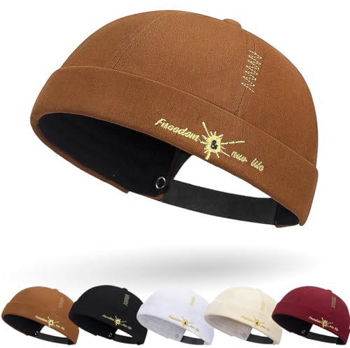 Cotone Cappellino da Portuale Uomo Retro Docker-cap Berretto Docker da Motociclista Cappello Retro Hat Cappello Senza Visiera Berretto da Portuale Uomo Donna Regolabile