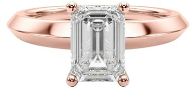JTC LTD Verlobungsring mit Emerald Labordiamant IGI D/VS | Solitär-Design 4 Krappen | Handgefertigt | 18K Roségold Ring | 1.50Kt