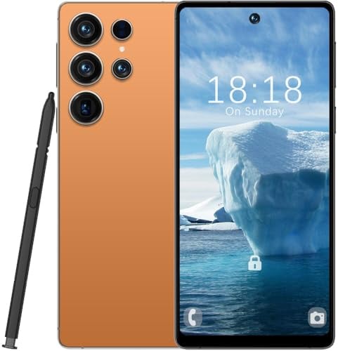 viqee Android Smartphone 8+256GB | 6,8 HD-Bildschirm, 4500 mAh & 21+8 MP Kamera | Simlockfrei mit Dual-SIM, Face ID & OTG - Günstig ohne Vertrag,Orange