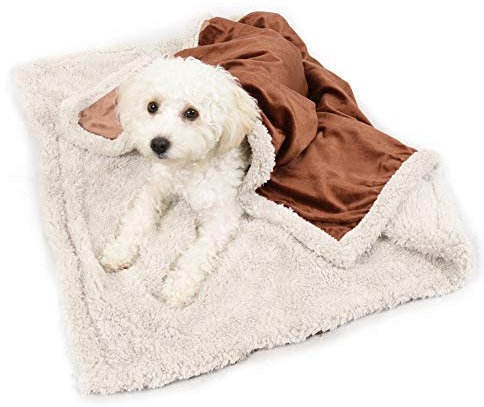 Fleece Haustierdecke Flauschig Waschbar Sherpa Plüsch Kuscheldecke Hundebett für Hunde Welpen Katzen, 114 x 76cm