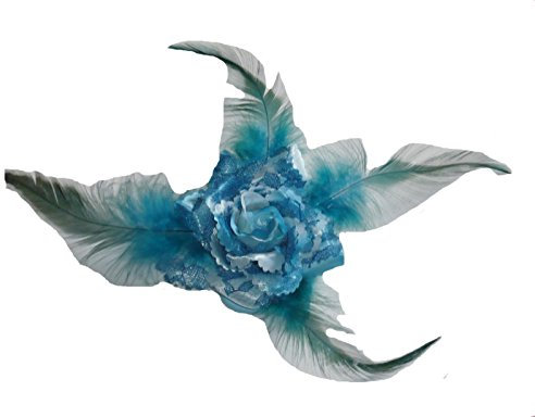 Véranno Remonte traîne - Broche - Chouchou - Fleur en Tissus Turquoise N°10, Accessoire de Mariage - Bijoux Mariage