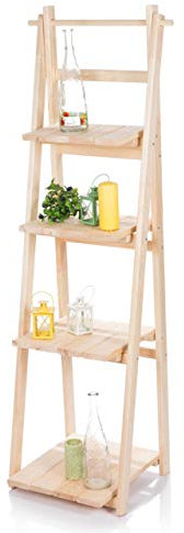 AZZAP Treppenregal 150cm Holz Regal Dekoregal Standregal Leiterregal Klappbar Natur